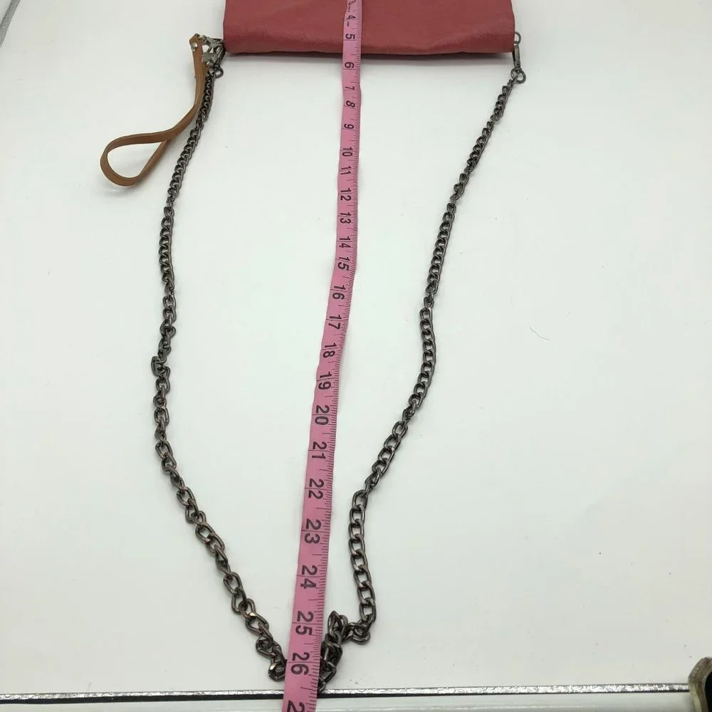 Kenneth Cole Womens Genuine Leather‎ Crossbody Chain Bag Wristlet Red Brick